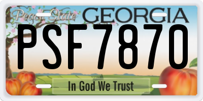GA license plate PSF7870