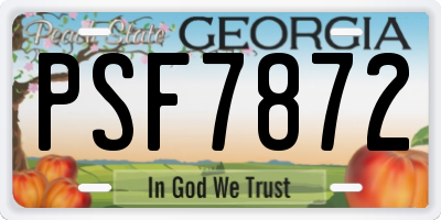 GA license plate PSF7872