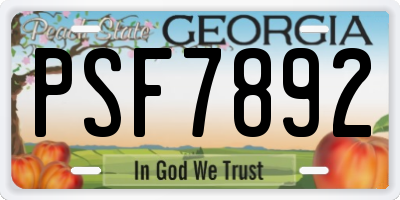 GA license plate PSF7892