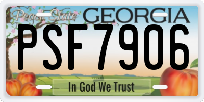 GA license plate PSF7906