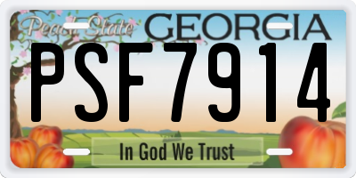 GA license plate PSF7914