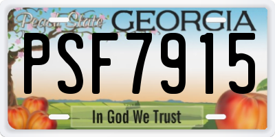 GA license plate PSF7915