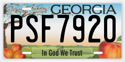 GA license plate PSF7920