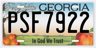 GA license plate PSF7922