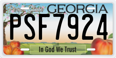GA license plate PSF7924