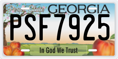 GA license plate PSF7925