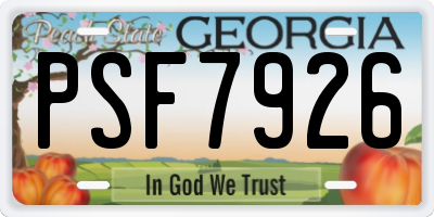GA license plate PSF7926