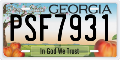 GA license plate PSF7931