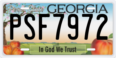 GA license plate PSF7972