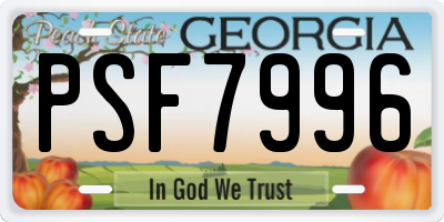 GA license plate PSF7996