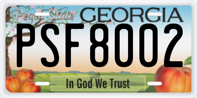 GA license plate PSF8002