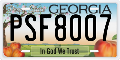GA license plate PSF8007