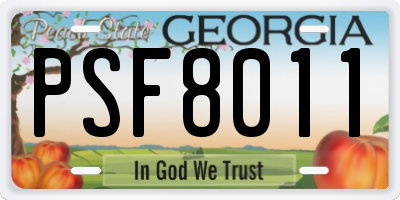 GA license plate PSF8011