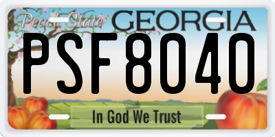 GA license plate PSF8040