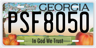 GA license plate PSF8050