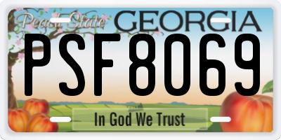GA license plate PSF8069