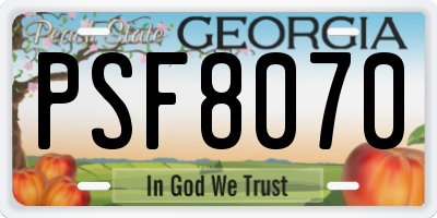GA license plate PSF8070