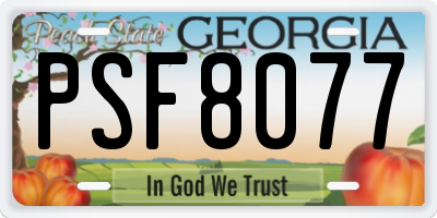 GA license plate PSF8077