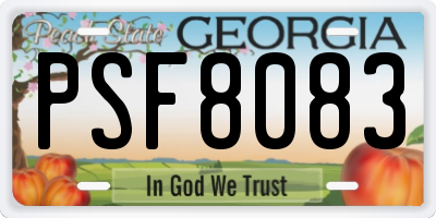 GA license plate PSF8083