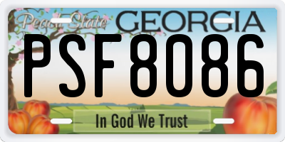 GA license plate PSF8086