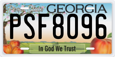 GA license plate PSF8096