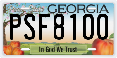 GA license plate PSF8100