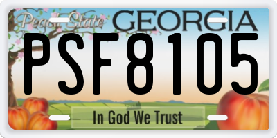 GA license plate PSF8105