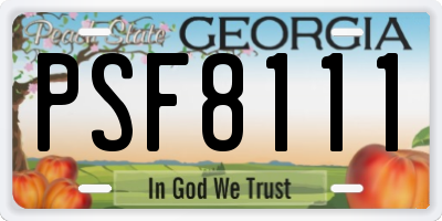GA license plate PSF8111