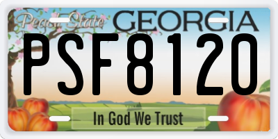 GA license plate PSF8120