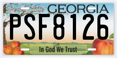 GA license plate PSF8126