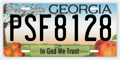 GA license plate PSF8128