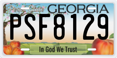 GA license plate PSF8129