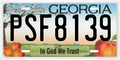 GA license plate PSF8139