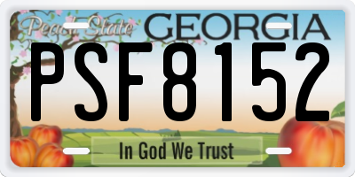 GA license plate PSF8152