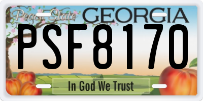 GA license plate PSF8170