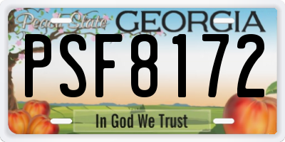 GA license plate PSF8172