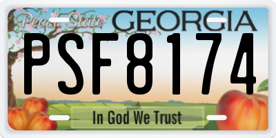 GA license plate PSF8174