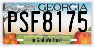 GA license plate PSF8175