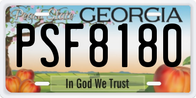 GA license plate PSF8180