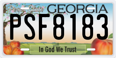 GA license plate PSF8183
