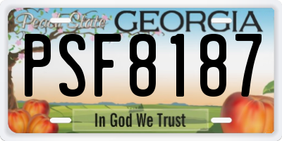 GA license plate PSF8187