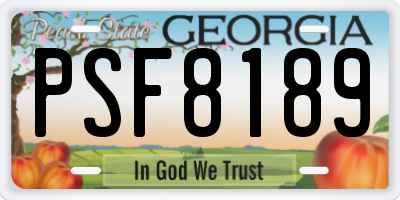 GA license plate PSF8189