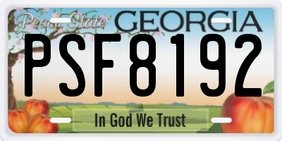 GA license plate PSF8192
