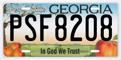 GA license plate PSF8208