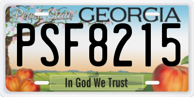 GA license plate PSF8215