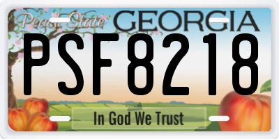 GA license plate PSF8218
