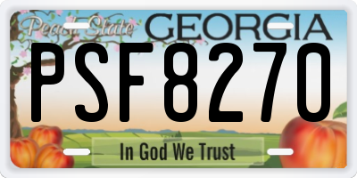 GA license plate PSF8270