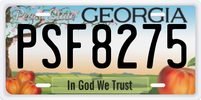 GA license plate PSF8275