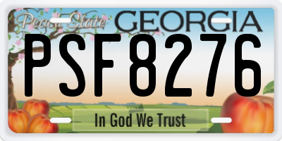 GA license plate PSF8276