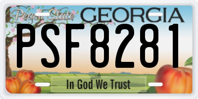 GA license plate PSF8281